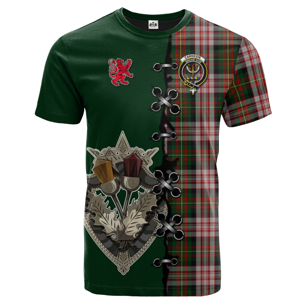 Carnegie Dress Tartan T-shirt - Lion Rampant And Celtic Thistle Style