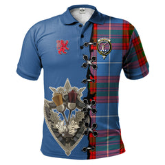Dalmahoy Tartan Polo Shirt - Lion Rampant And Celtic Thistle Style