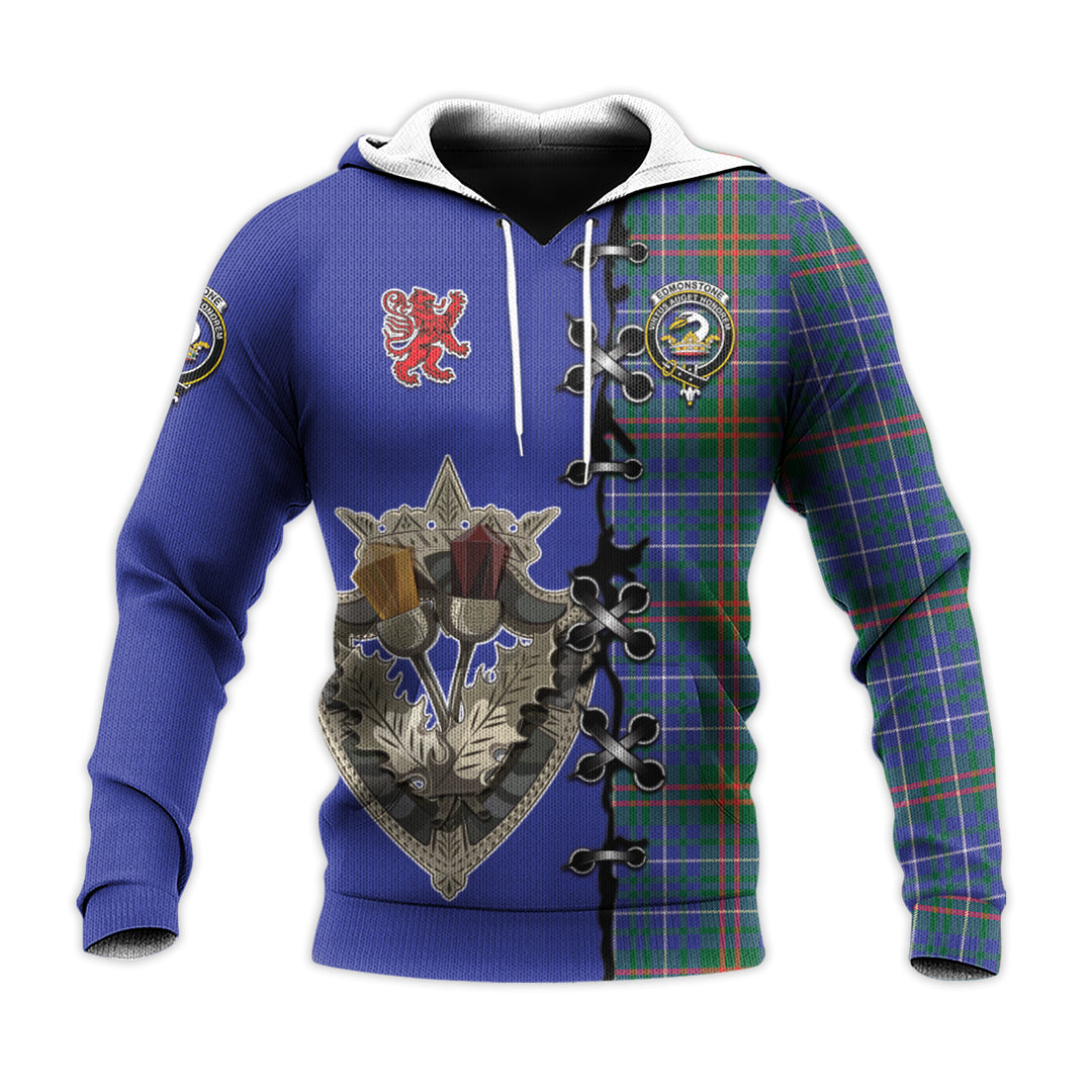 Edmonstone Tartan Hoodie - Lion Rampant And Celtic Thistle Style