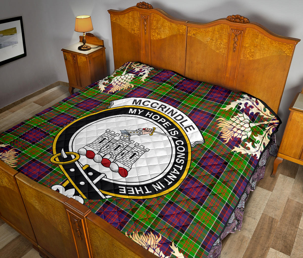 McCrindle Tartan Crest Premium Quilt - Gold Thistle Style SP