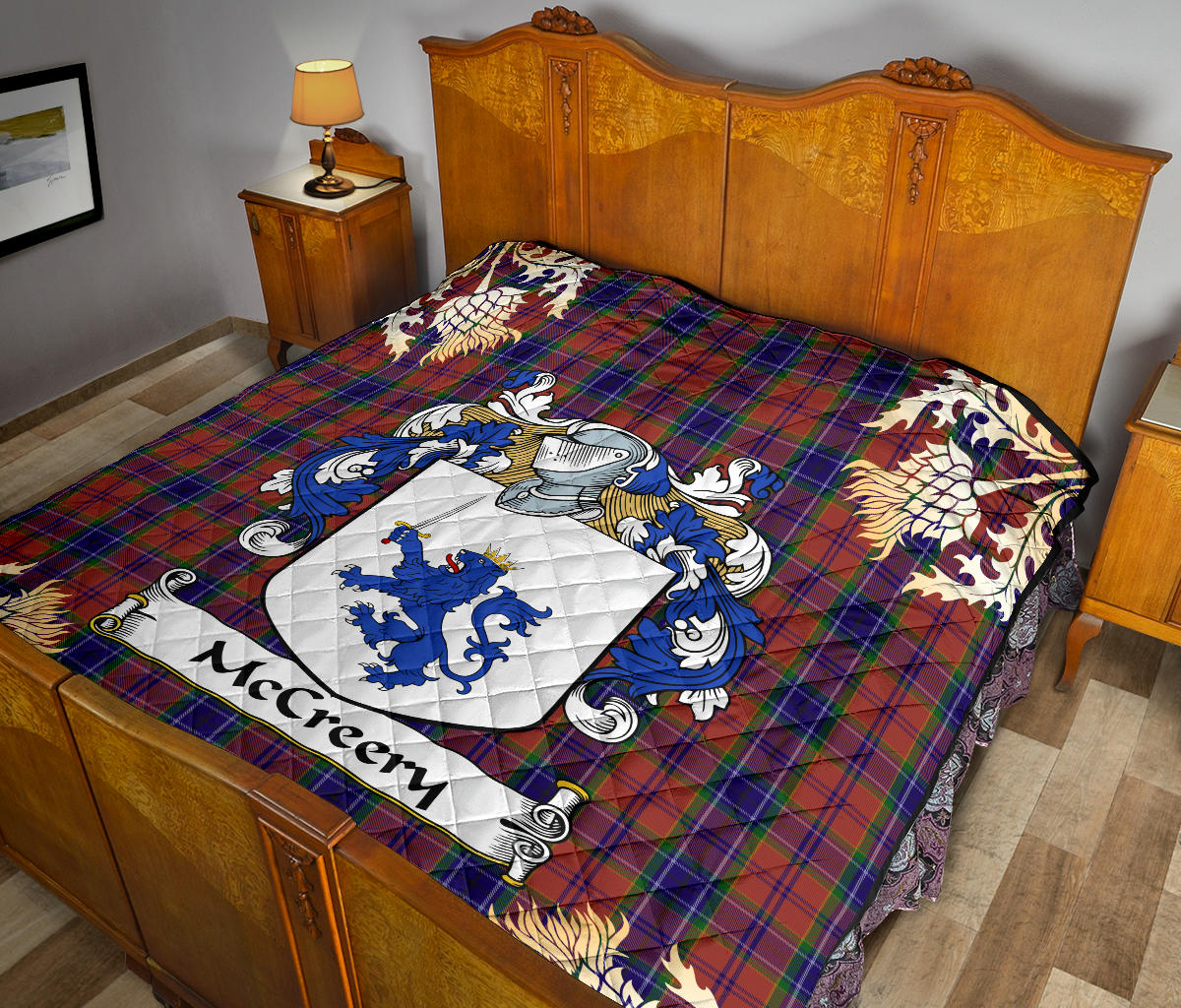 McCreery Tartan Crest Premium Quilt - Gold Thistle Style SP