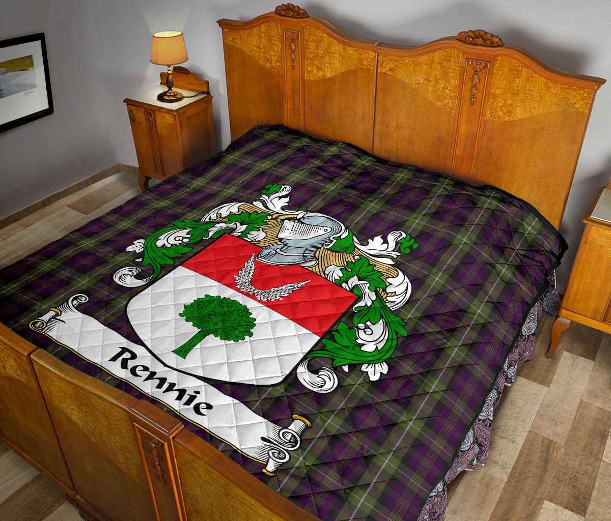 Rennie Family Coat of Arms Tartan Quilt SP
