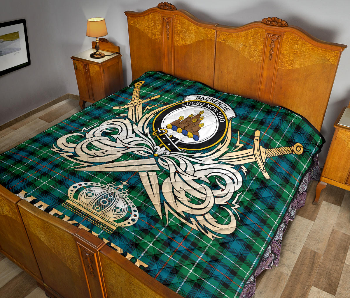MacKenzie Ancient Tartan Crest Legend Gold Royal Premium Quilt SP