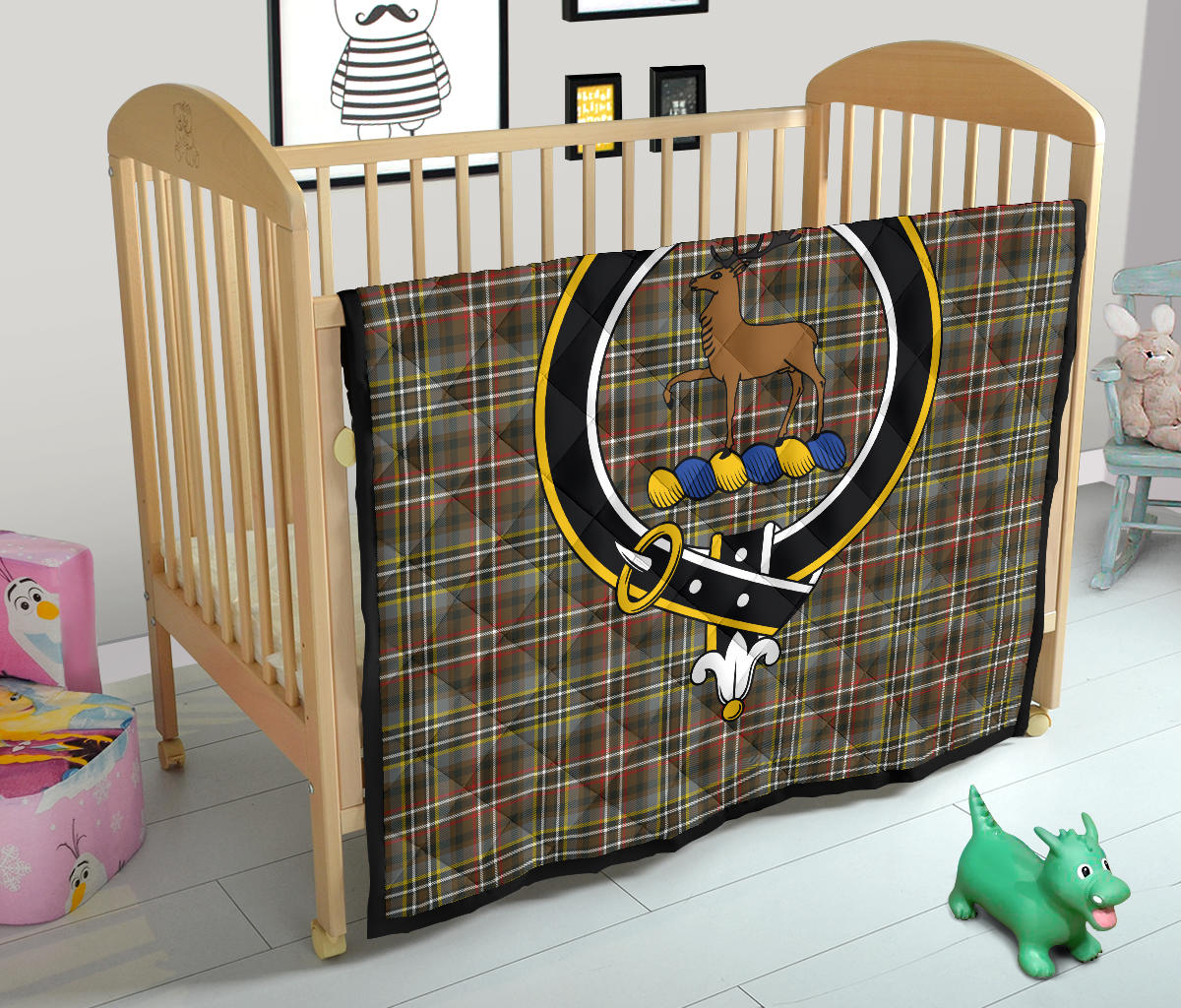 Scott Green Weathered Tartan Crest Quilt - SP