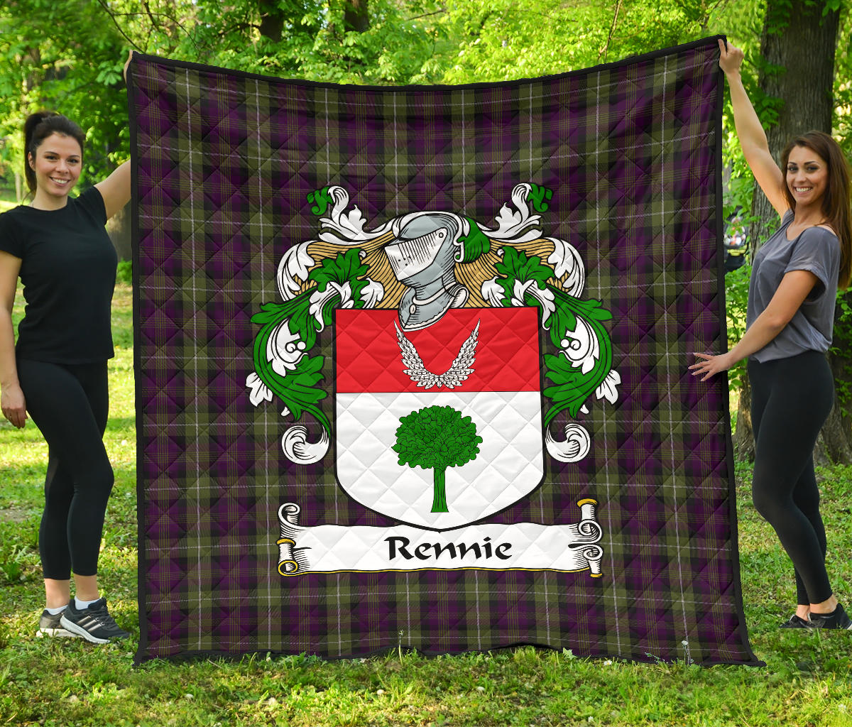 Rennie Family Coat of Arms Tartan Quilt SP
