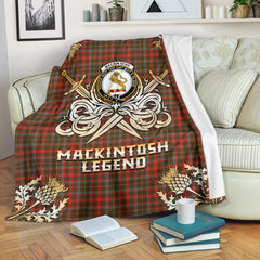 MacKintosh Hunting Weathered Tartan Gold Courage Symbol Blanket - SP