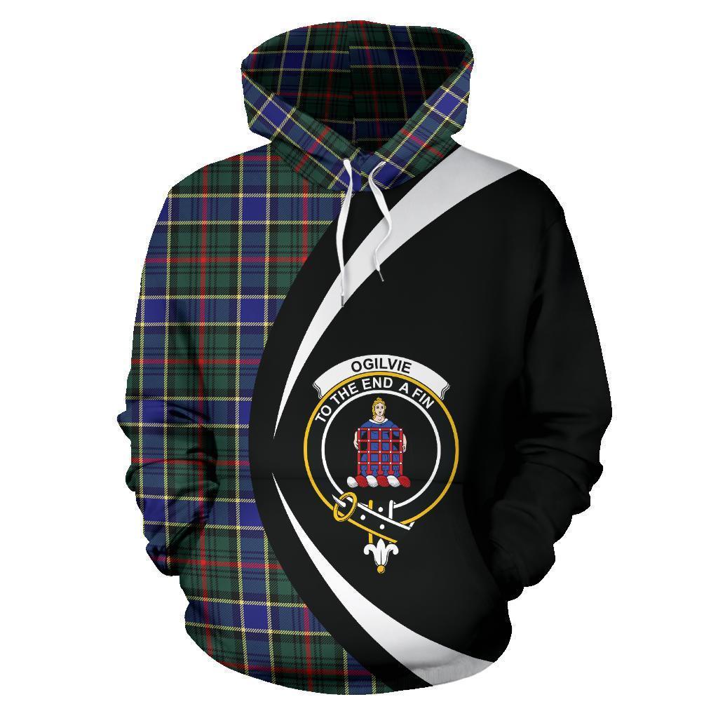 Ogilvie Hunting Modern Tartan Crest Hoodie - Circle Style