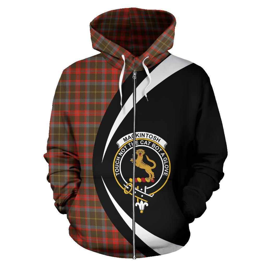 MacKintosh Hunting Weathered Tartan Crest Zipper Hoodie - Circle Style