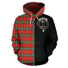 MacLaine of Loch Buie Tartan Crest Zipper Hoodie - Half Of Me Style