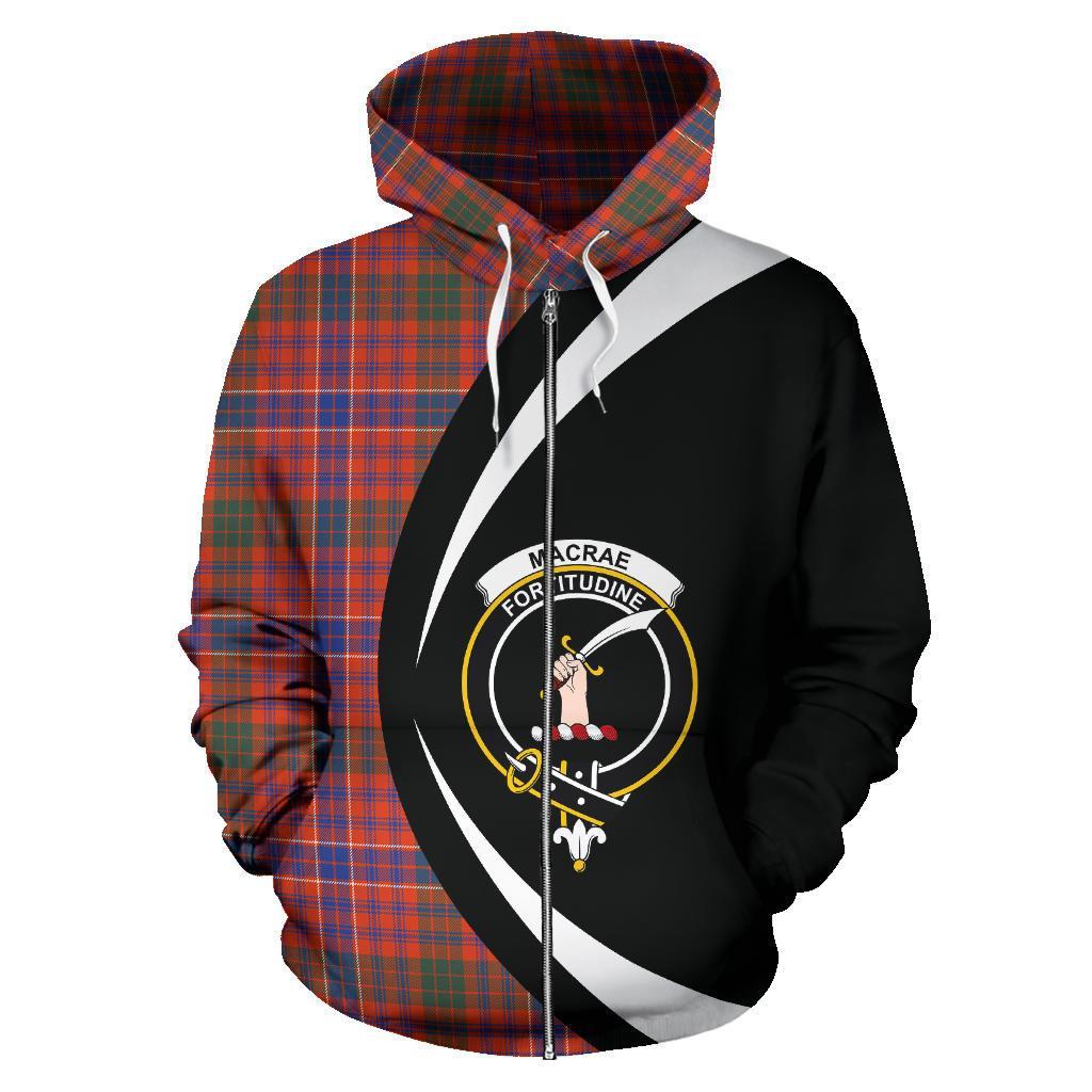 MacRae Ancient Tartan Crests Zipper Hoodie - Circle Style