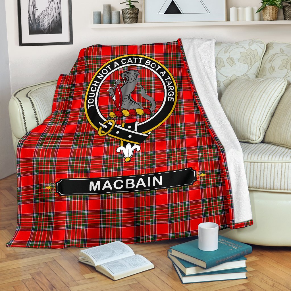 MacBain Family Tartan Crest Blanket - 3 Sizes