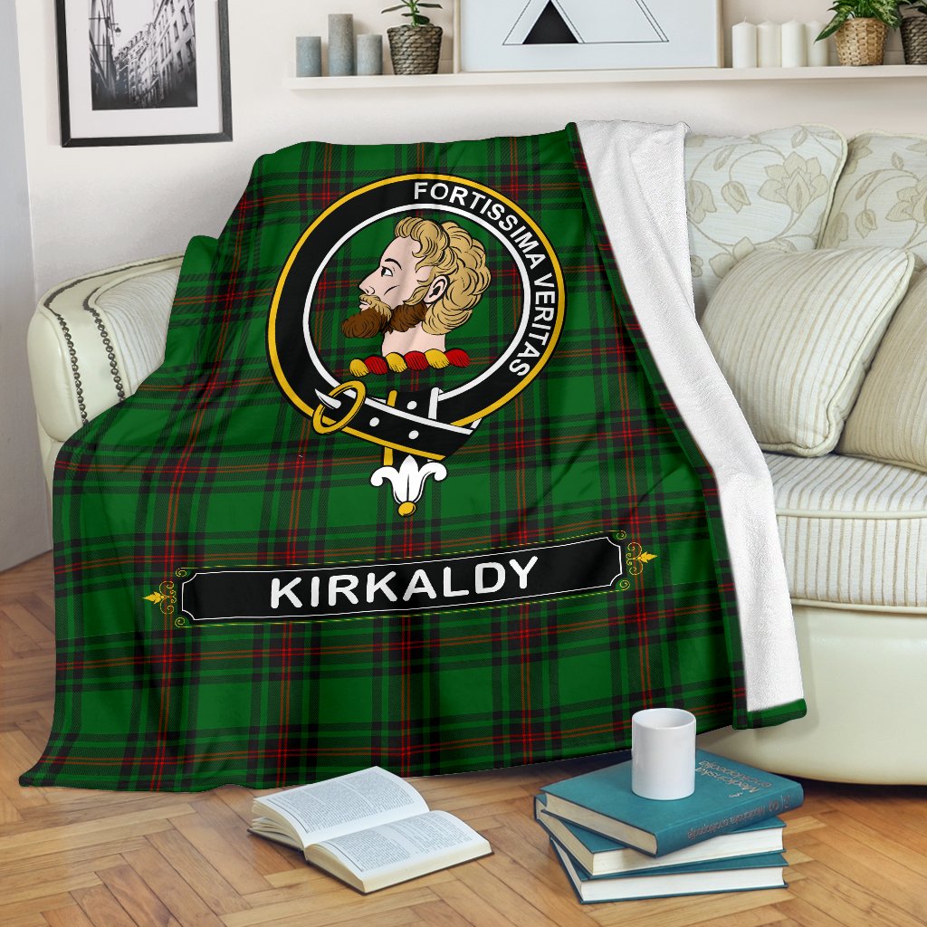Kirkaldy Family Tartan Crest Blanket - 3 Sizes