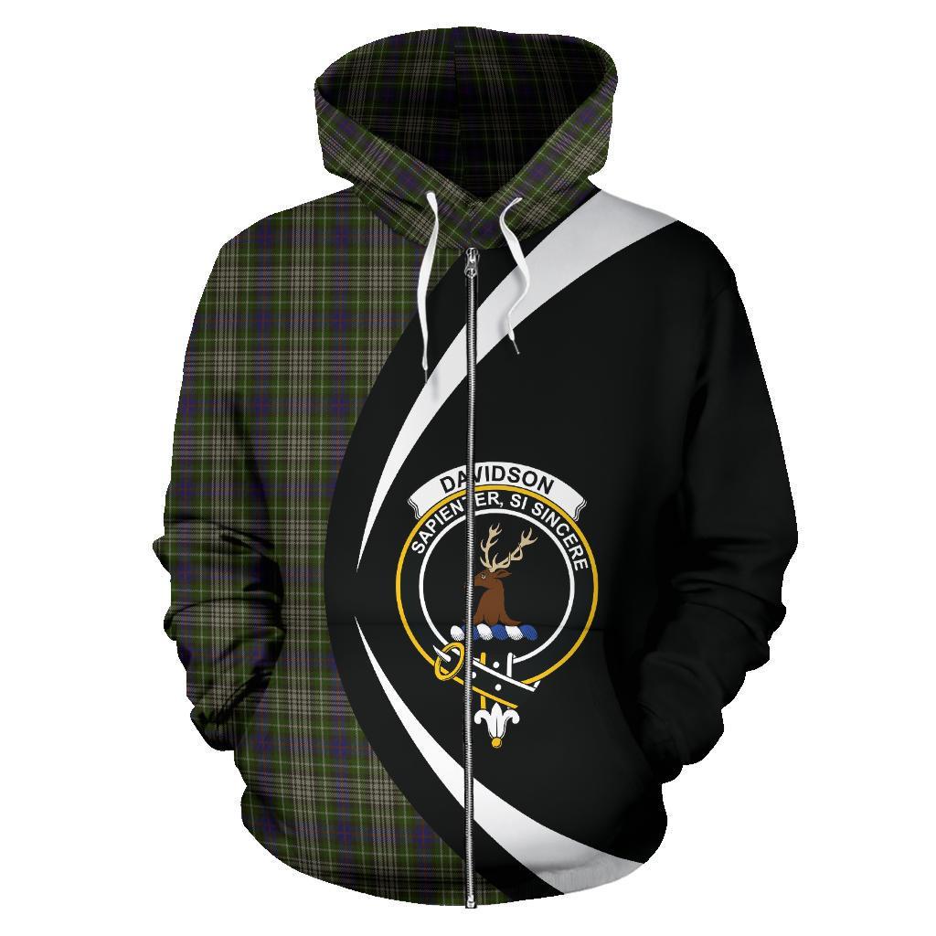 Davidson Tulloch Dress Tartan Zipper Crest Hoodie - Circle Style