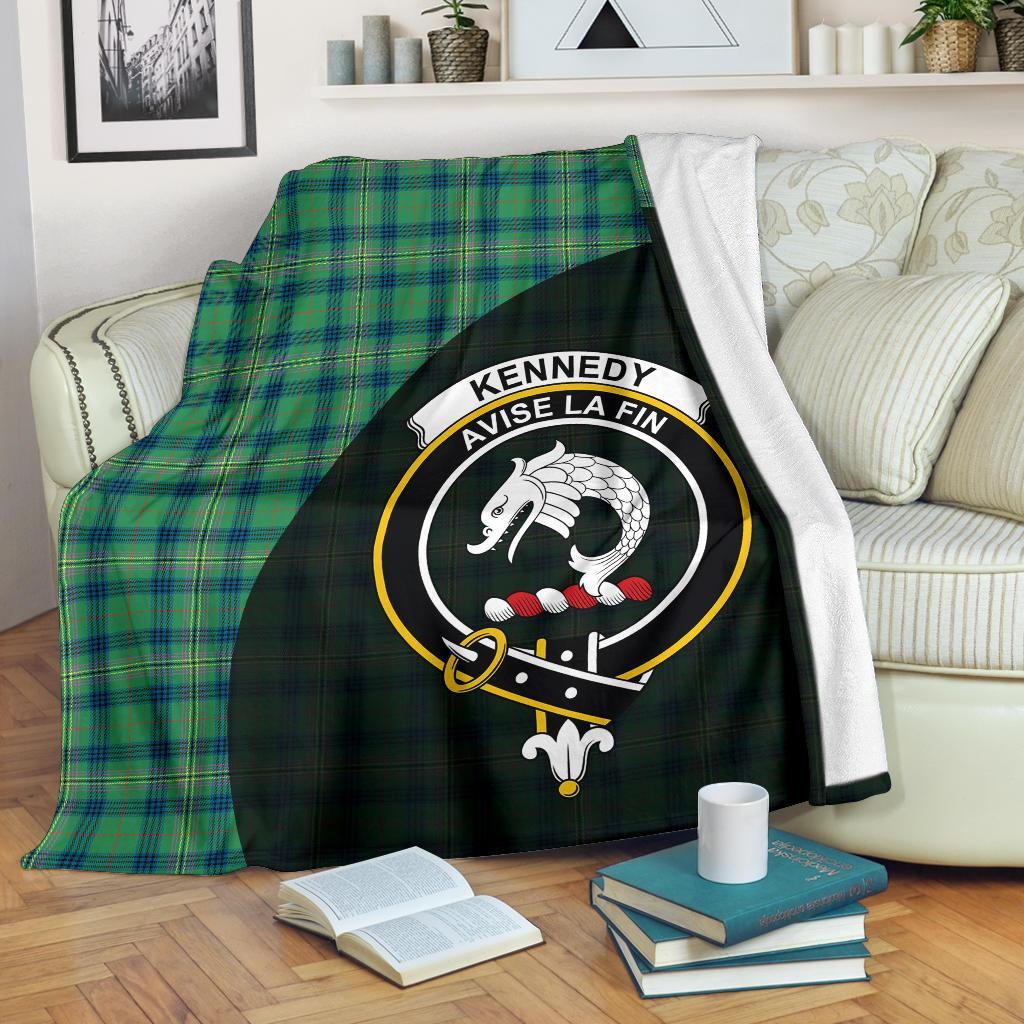Kennedy Ancient Tartan Crest Blanket Wave Style