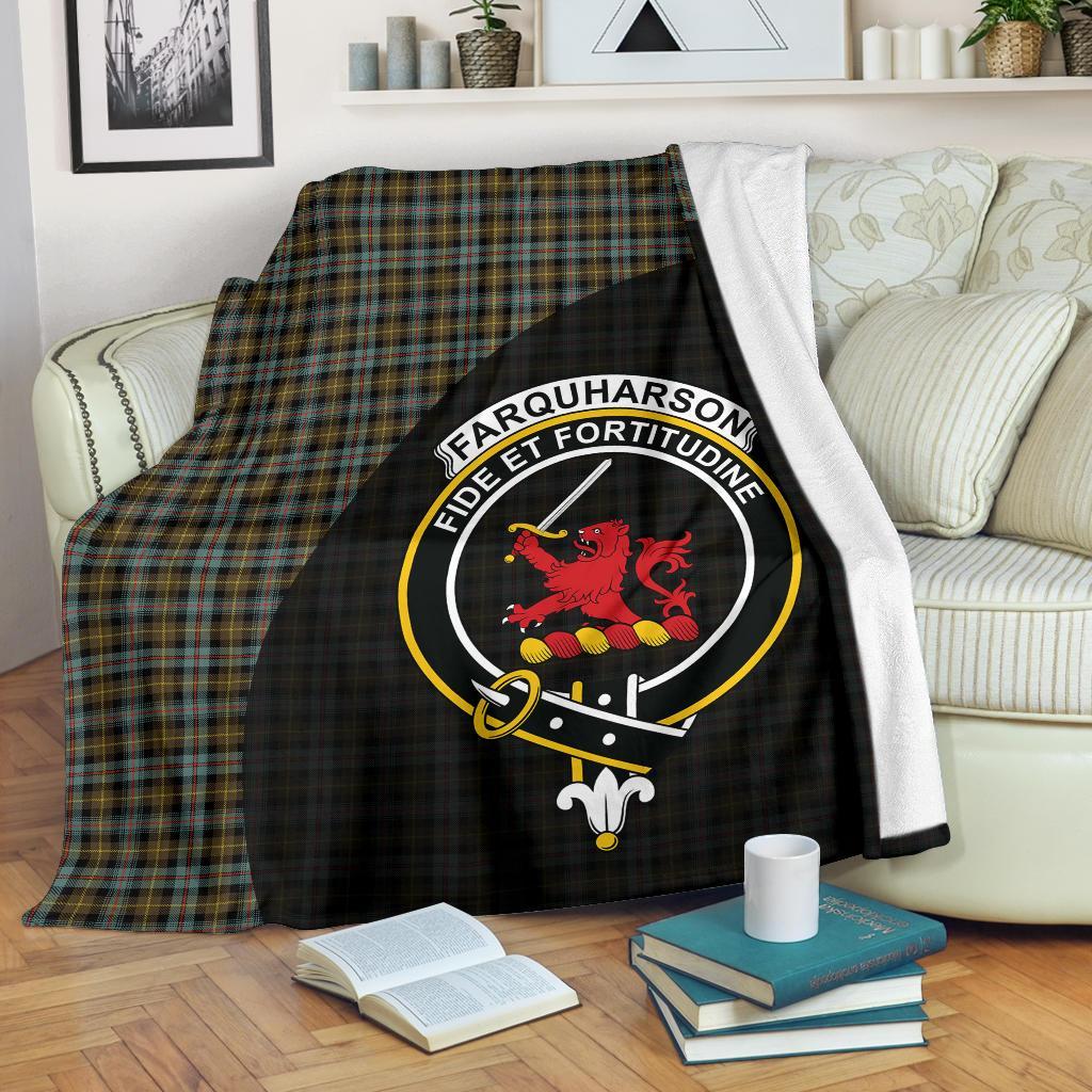 Farquharson Weathered Tartan Crest Blanket Wave Style
