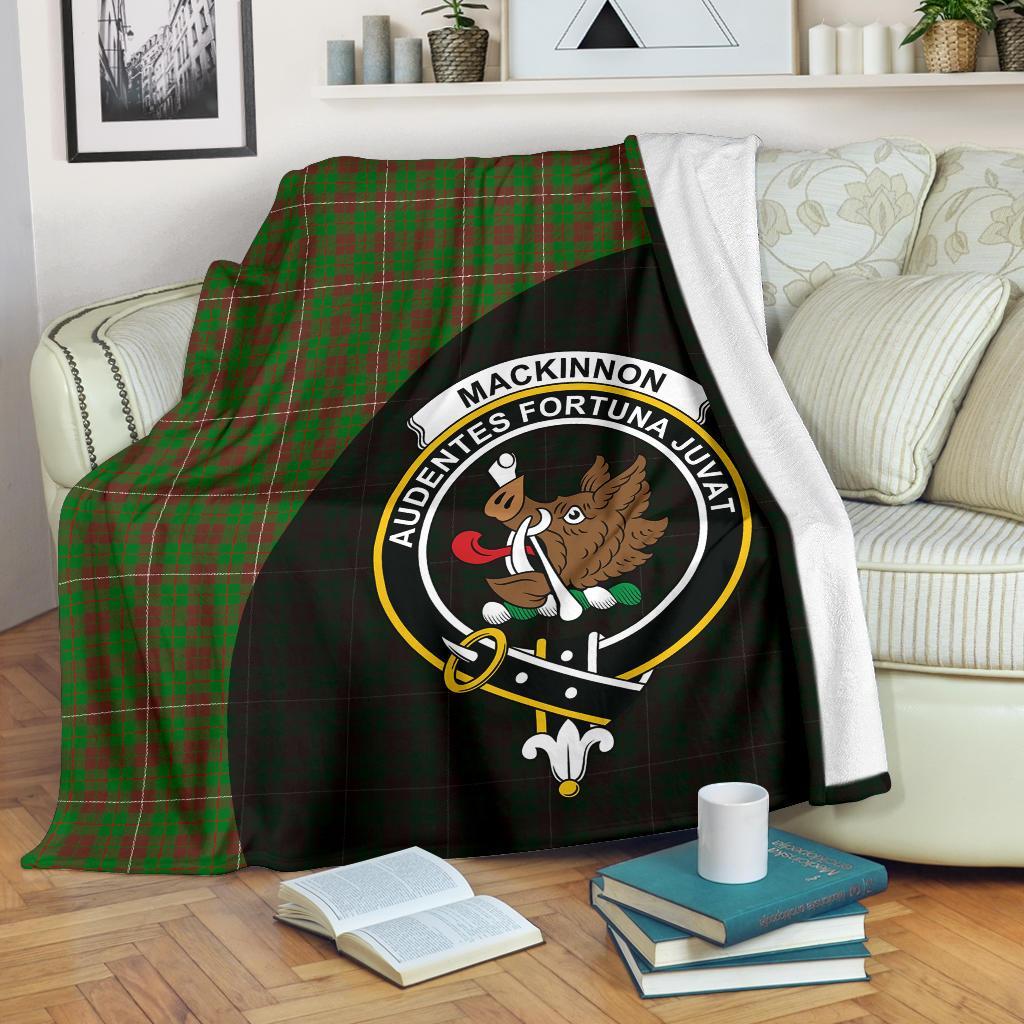 MacKinnon Hunting Modern Tartan Crest Blanket Wave Style