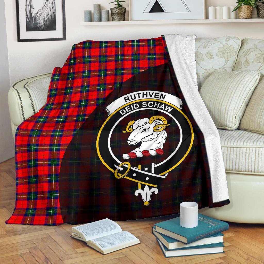 Ruthven Modern Tartan Crest Blanket Wave Style