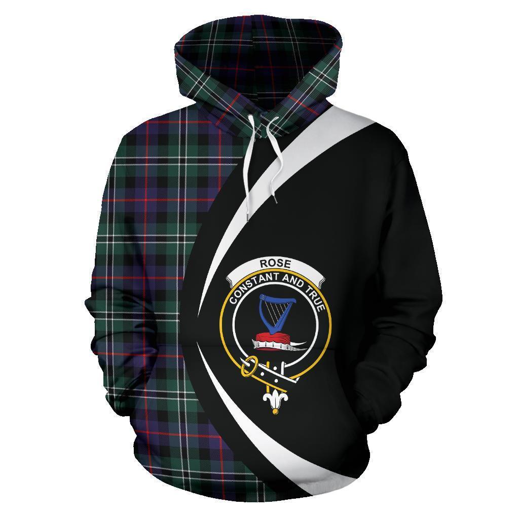 Rose Hunting Modern Tartan Crest Hoodie - Circle Style