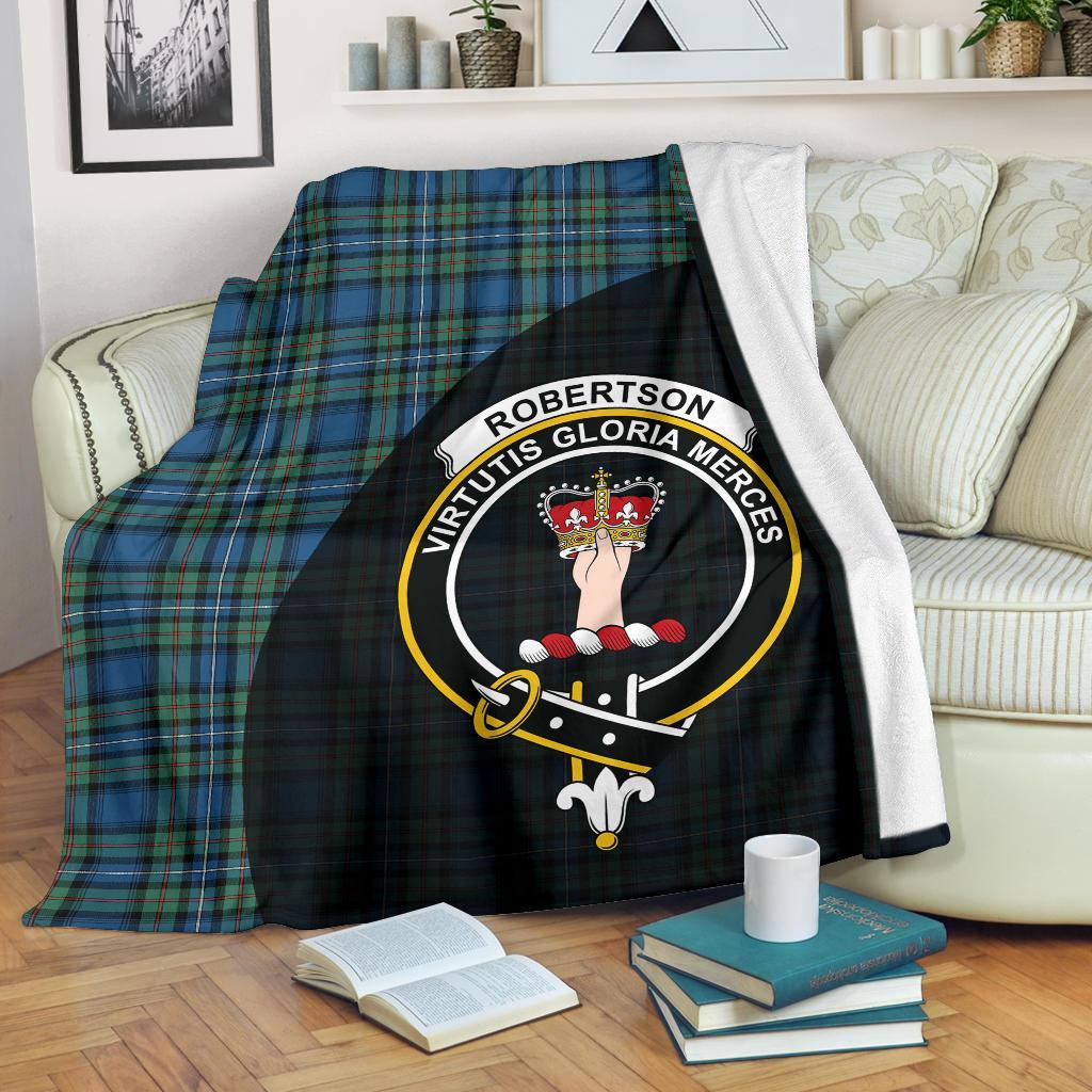 Robertson Hunting Ancient Tartan Crest Blanket Wave Style