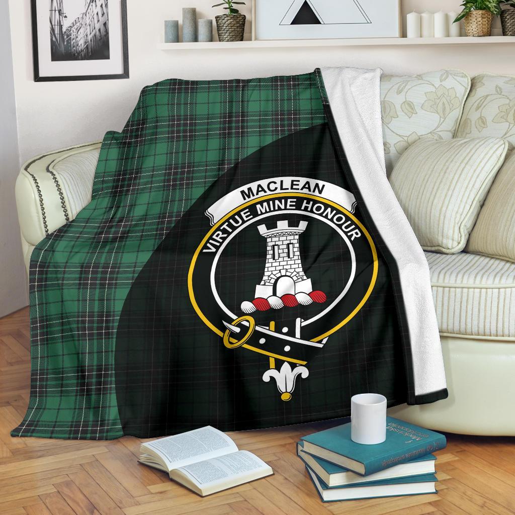 MacLean Hunting Ancient Tartan Crest Blanket Wave Style