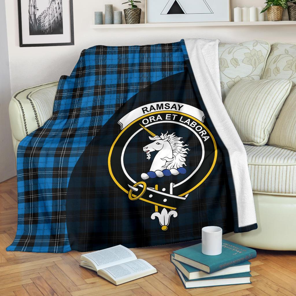 Ramsay Blue Ancient Tartan Crest Blanket Wave Style