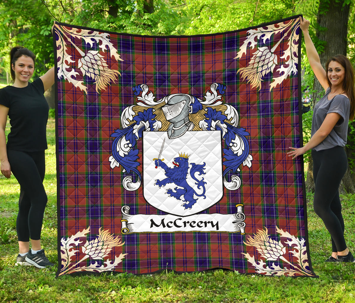 McCreery Tartan Crest Premium Quilt - Gold Thistle Style SP