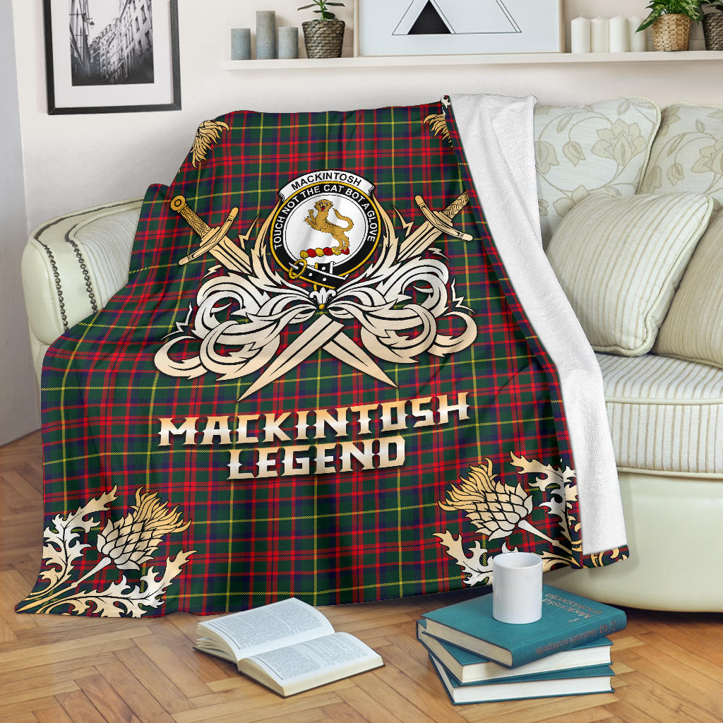 MacKintosh Hunting Modern Tartan Gold Courage Symbol Blanket - SP