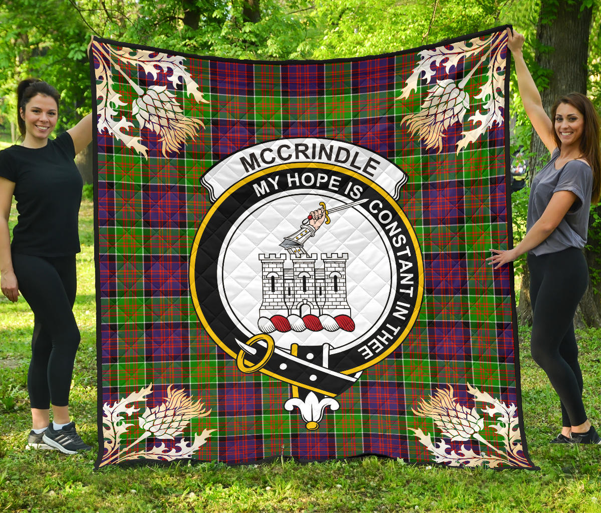 McCrindle Tartan Crest Premium Quilt - Gold Thistle Style SP