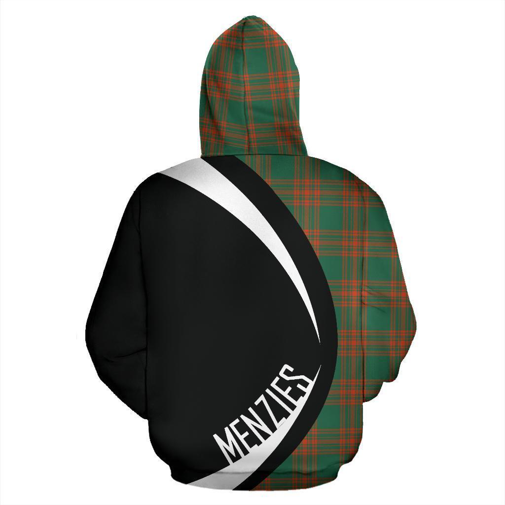 Menzies Green Ancient Tartan Crest Hoodie - Circle Style