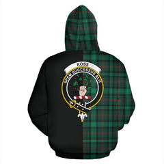 Ross Hunting Modern Tartan Crest Zipper Hoodie - Half Of Me Style
