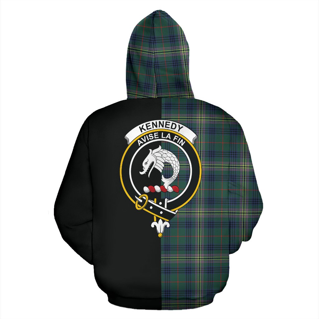 Kennedy Modern Tartan Crest Zipper Hoodie - Half Of Me Style