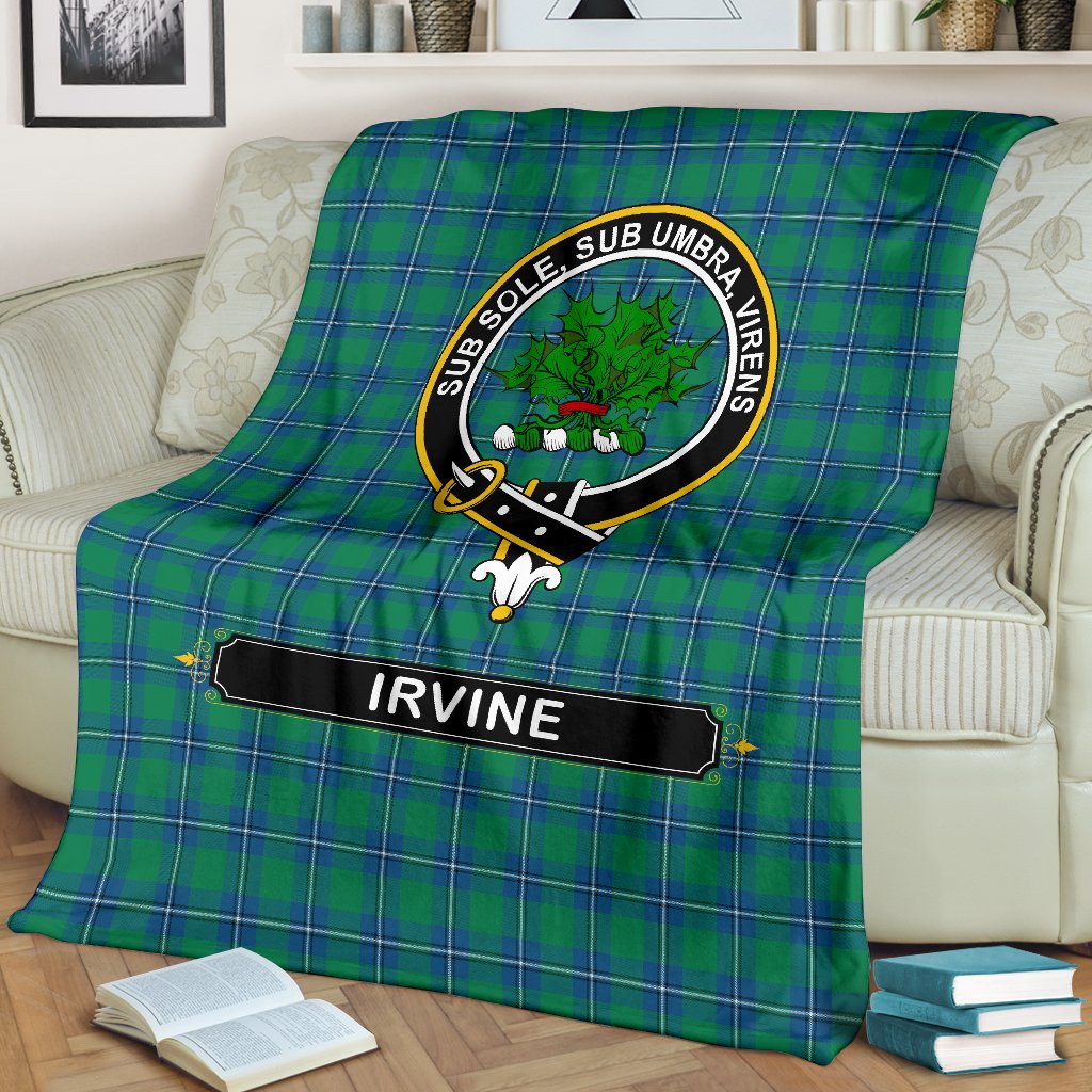 Irvine Family Tartan Crest Blanket - 3 Sizes