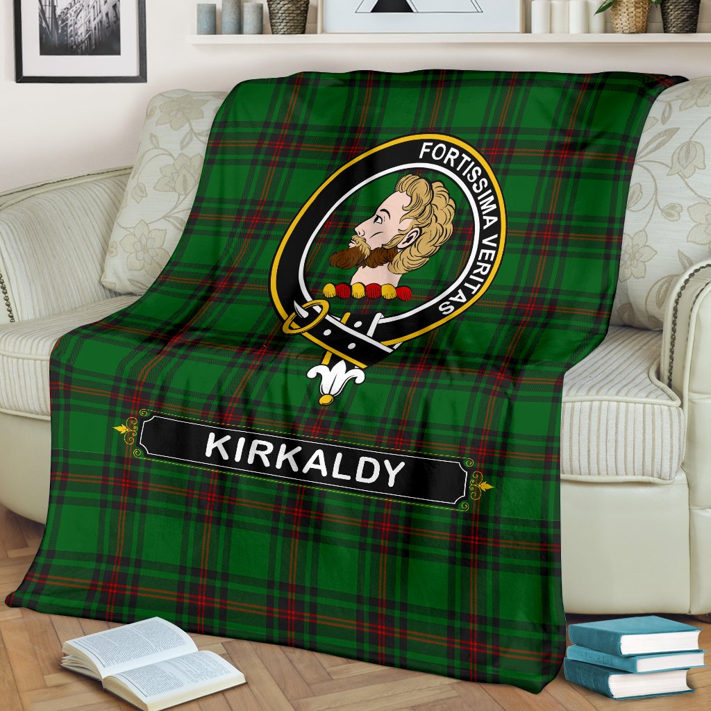 Kirkaldy Family Tartan Crest Blanket - 3 Sizes