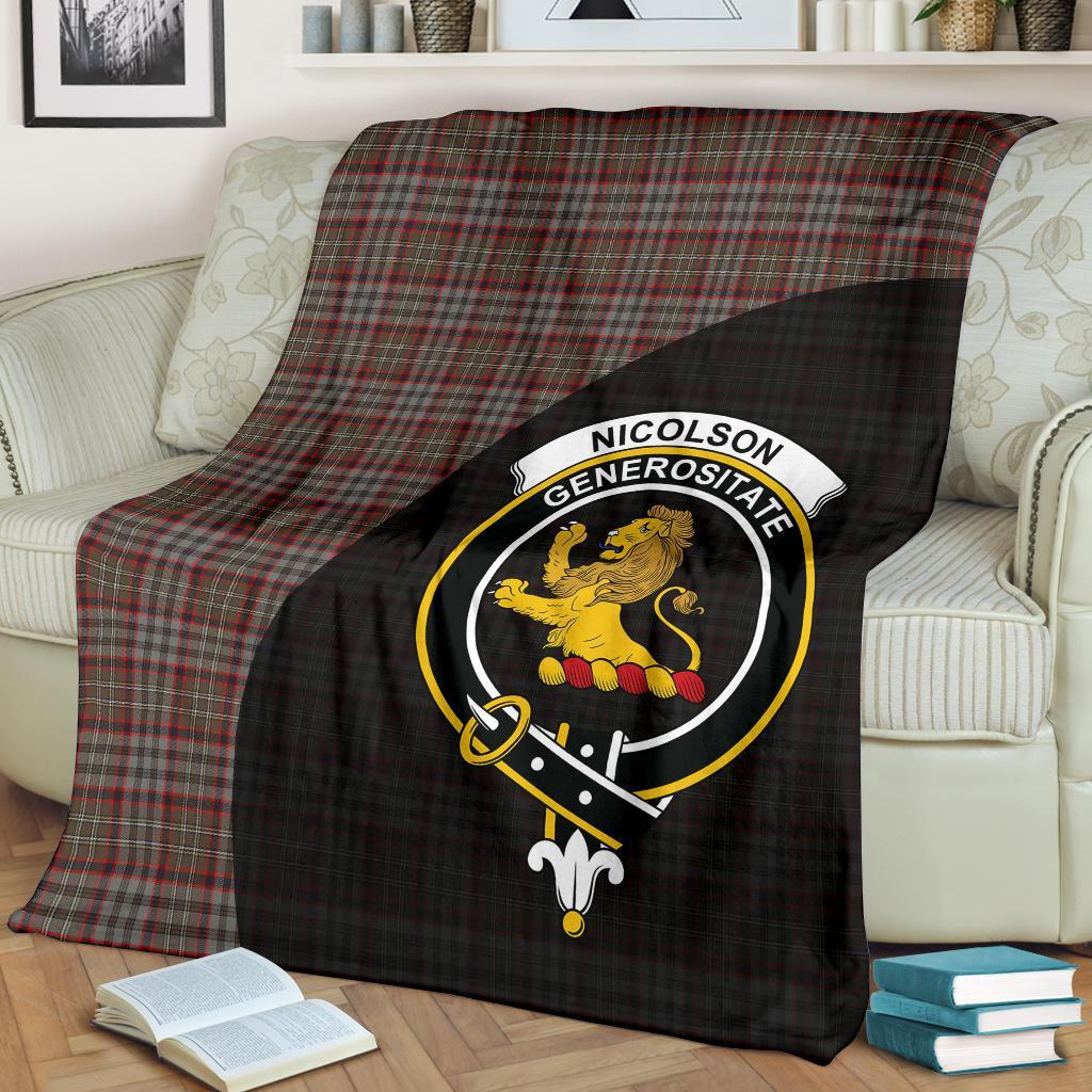 Nicolson Hunting Weathered Tartan Crest Blanket Wave Style