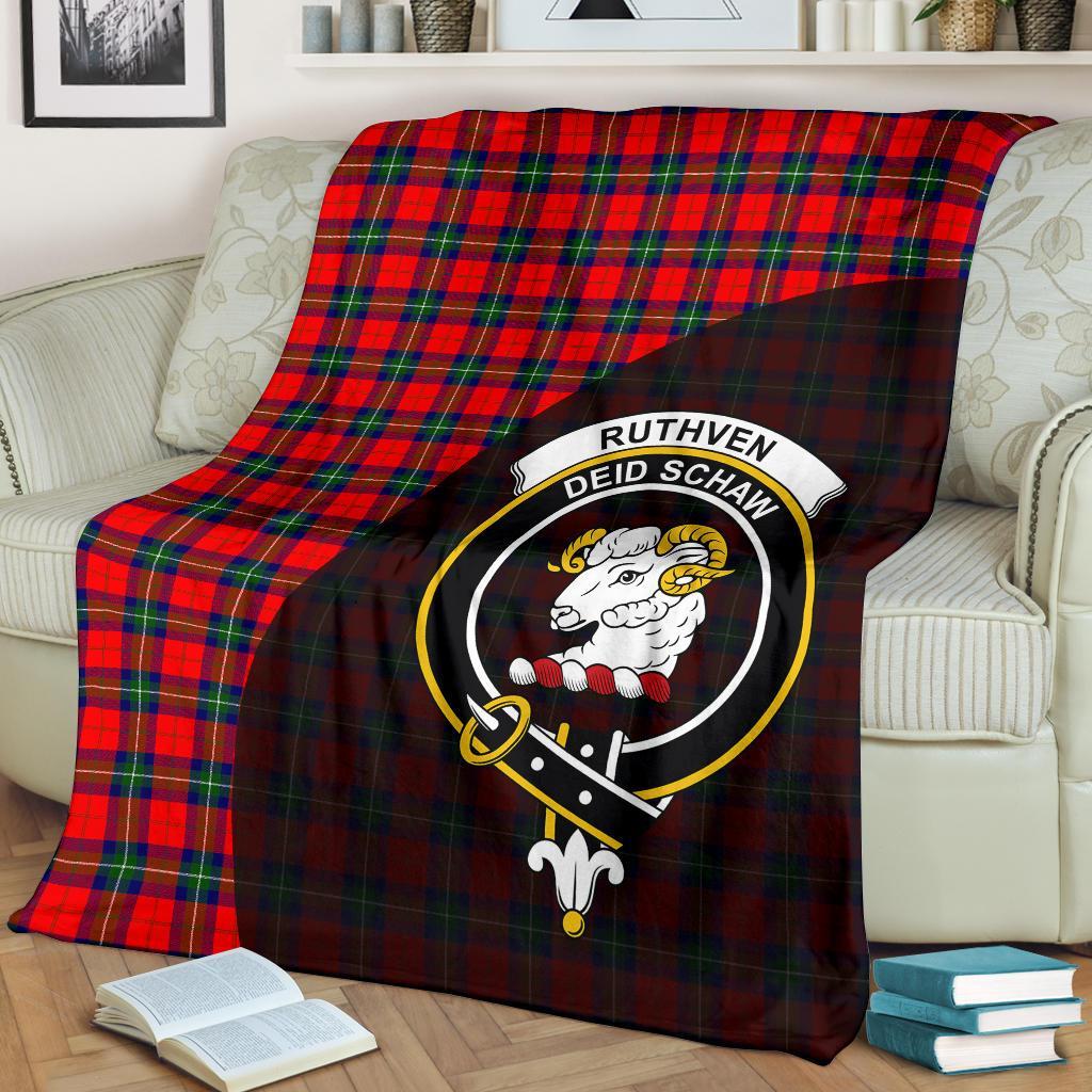 Ruthven Modern Tartan Crest Blanket Wave Style