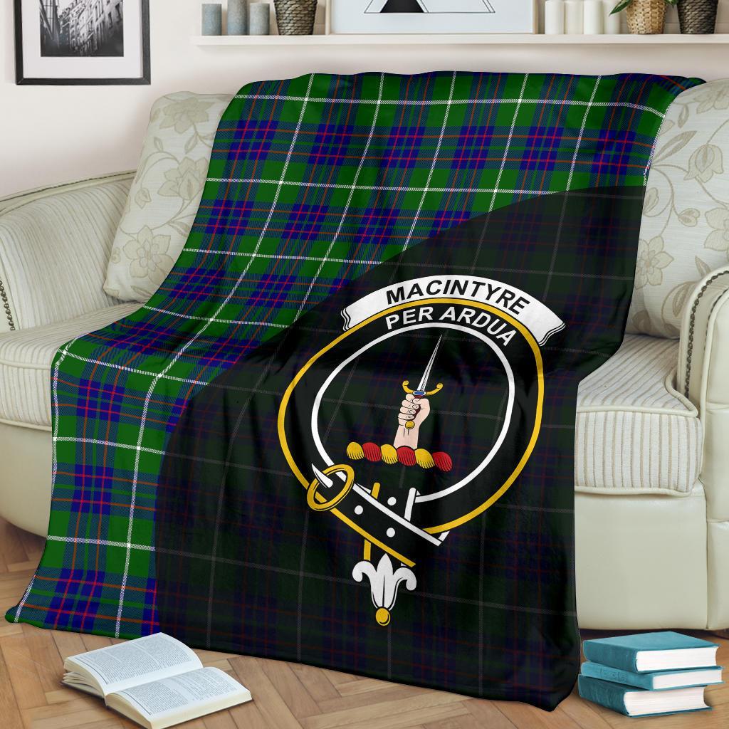 MacIntyre Hunting Modern Tartan Crest Blanket Wave Style
