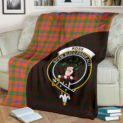 Ross Ancient Tartan Crest Blanket Wave Style