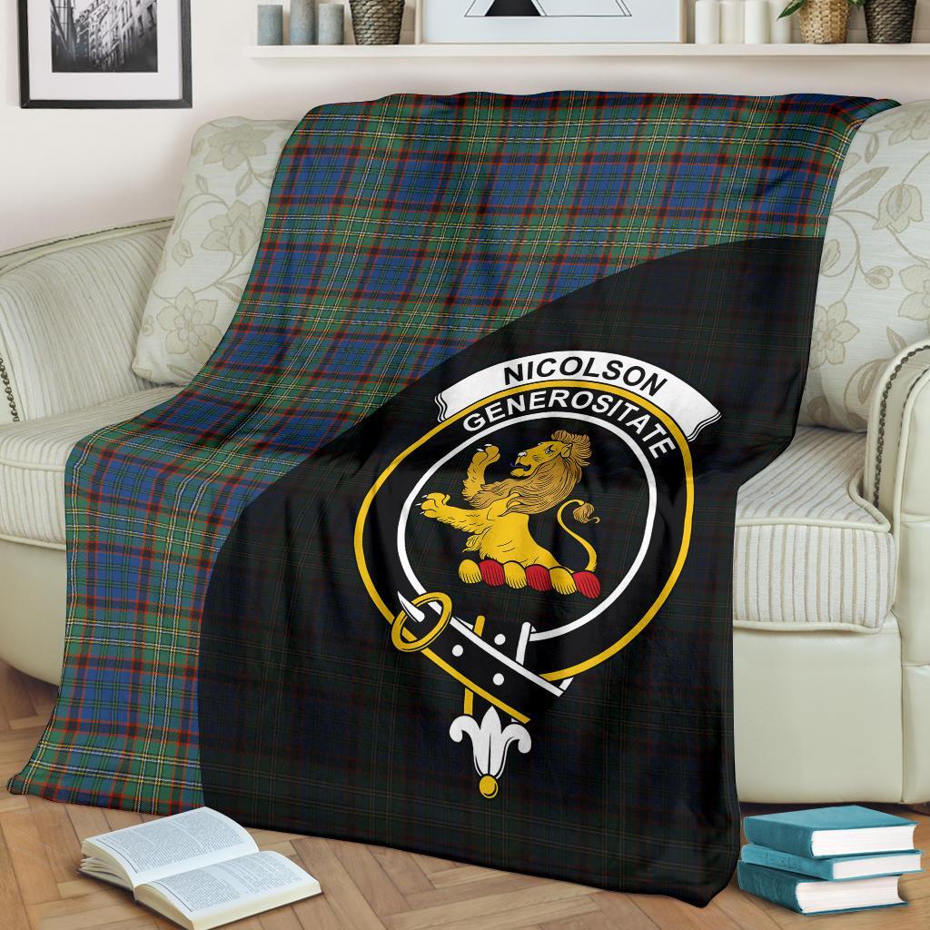 Nicolson Hunting Ancient Tartan Crest Blanket Wave Style