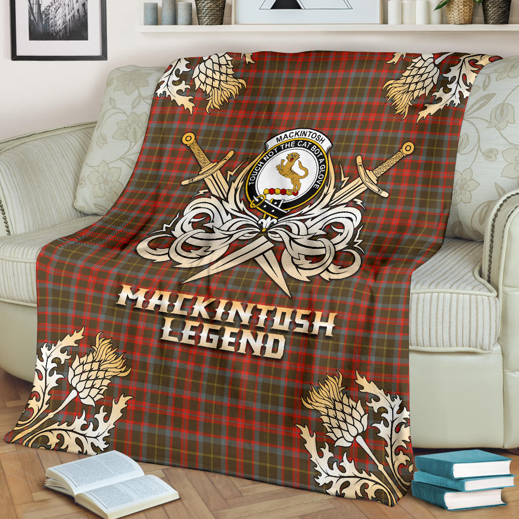 MacKintosh Hunting Weathered Tartan Gold Courage Symbol Blanket - SP