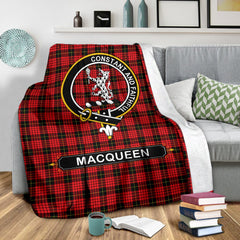 MacQueen Family Tartan Crest Blanket - 3 Sizes