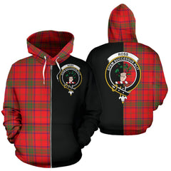 Ross Modern Tartan Crest Zipper Hoodie - Half Of Me Style