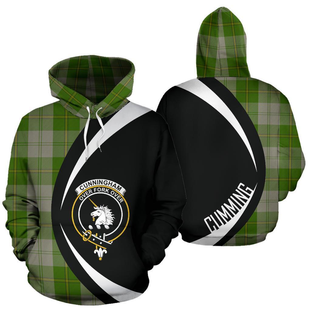 Cunningham Dress Green Dancers Tartan Crest Hoodie - Circle Style