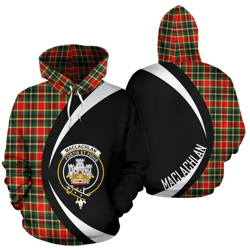 MacLachlan Hunting Modern Tartan Crest Hoodie - Circle Style