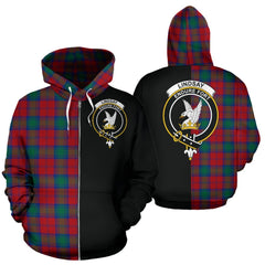 Lindsay Modern Tartan Crest Zipper Hoodie - Half Of Me Style