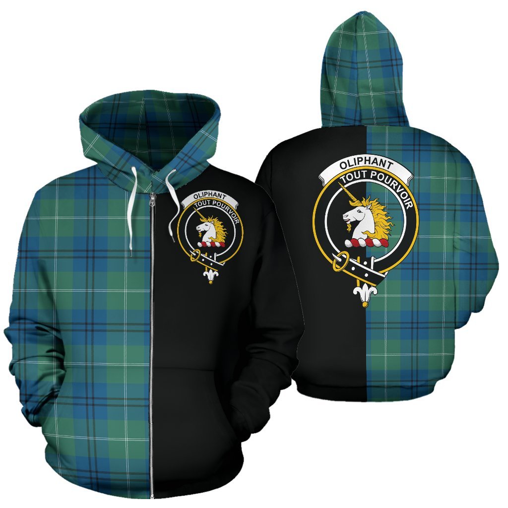 Oliphant Modern Tartan Crest Zipper Hoodie - Half Of Me Style