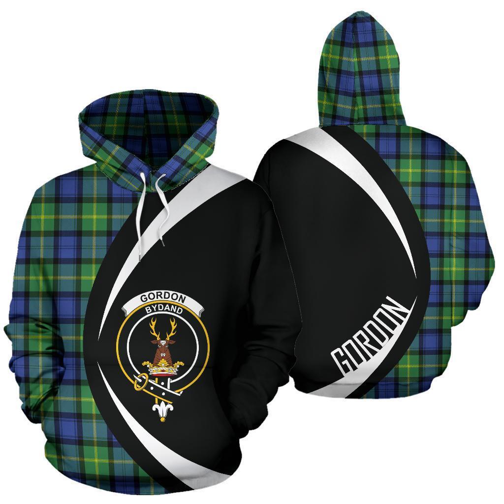 Gordon Old Ancient Tartan Crest Hoodie - Circle Style