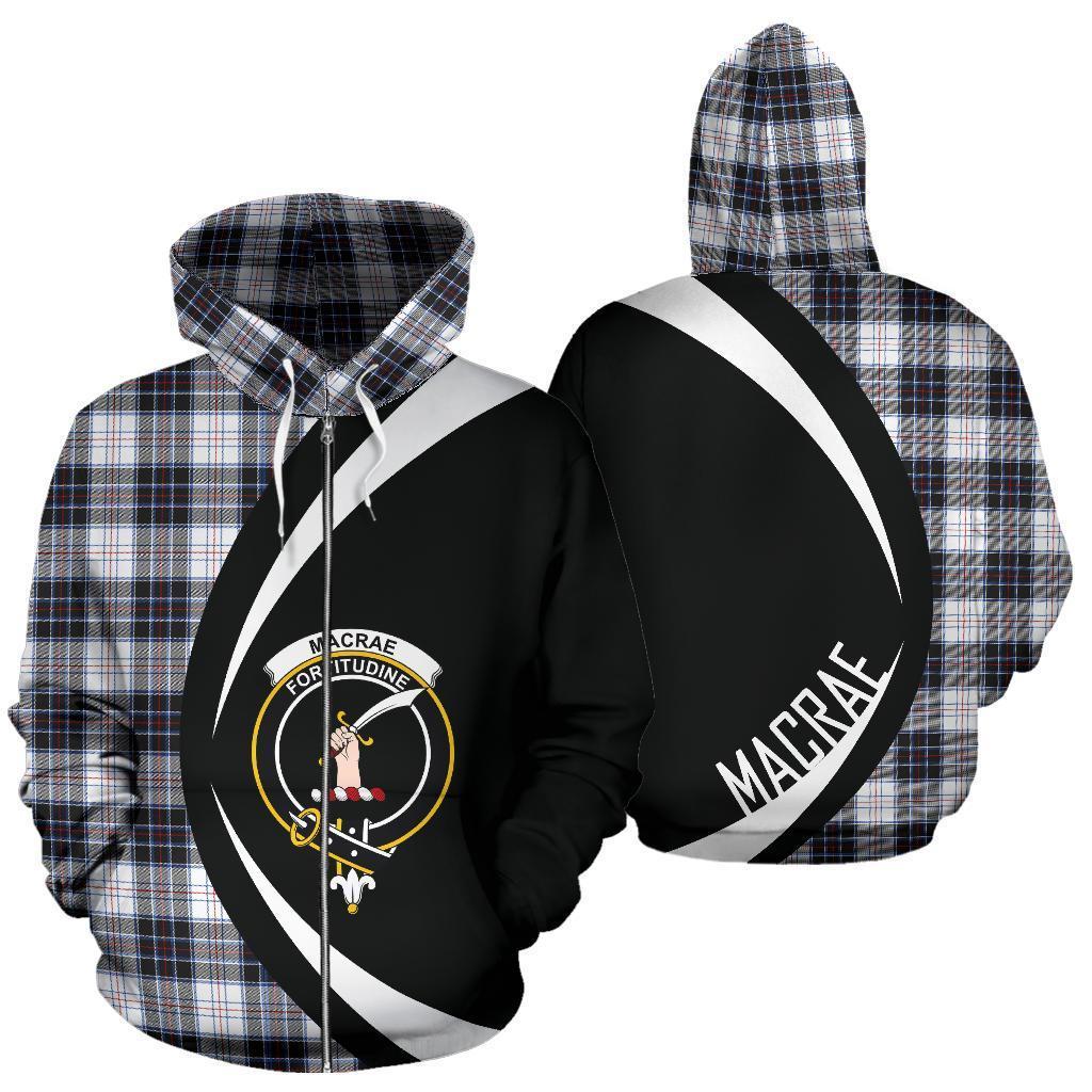 MacRae Dress Modern Tartan Crest Zipper Hoodie - Circle Style