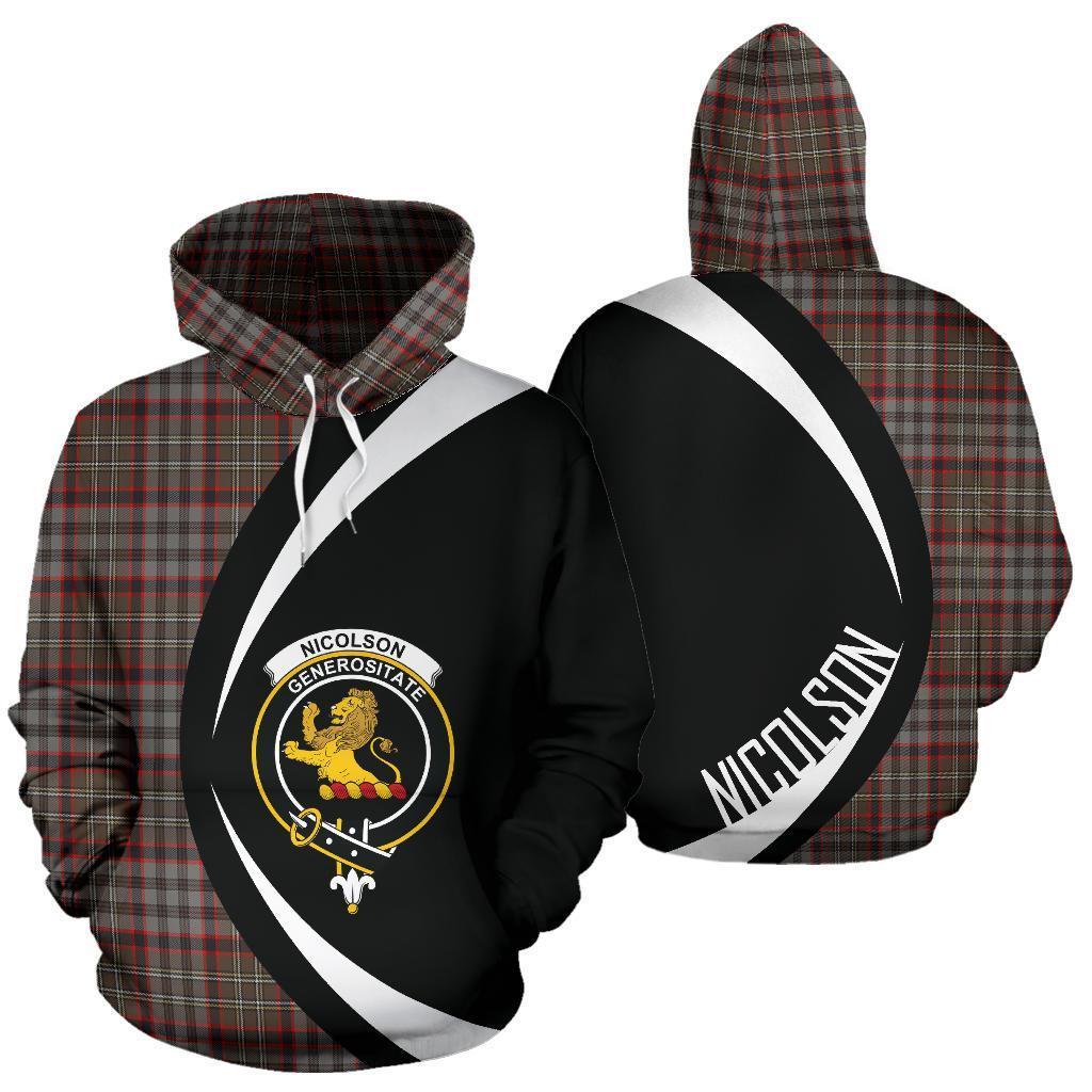 Nicolson Hunting Weathered Tartan Crest Hoodie - Circle Style