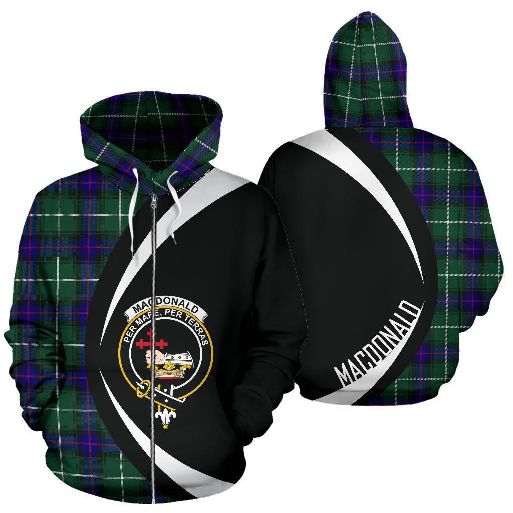 MacDonald of the Isles Hunting Modern Tartan Crest Zipper Hoodie - Circle Style