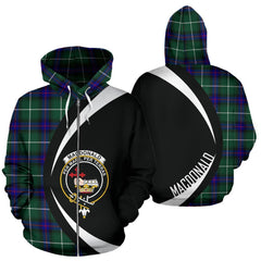 MacDonald of the Isles Hunting Modern Tartan Crest Zipper Hoodie - Circle Style
